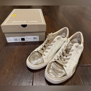 Dolce Vita Gold and Cream Glam Sneakers